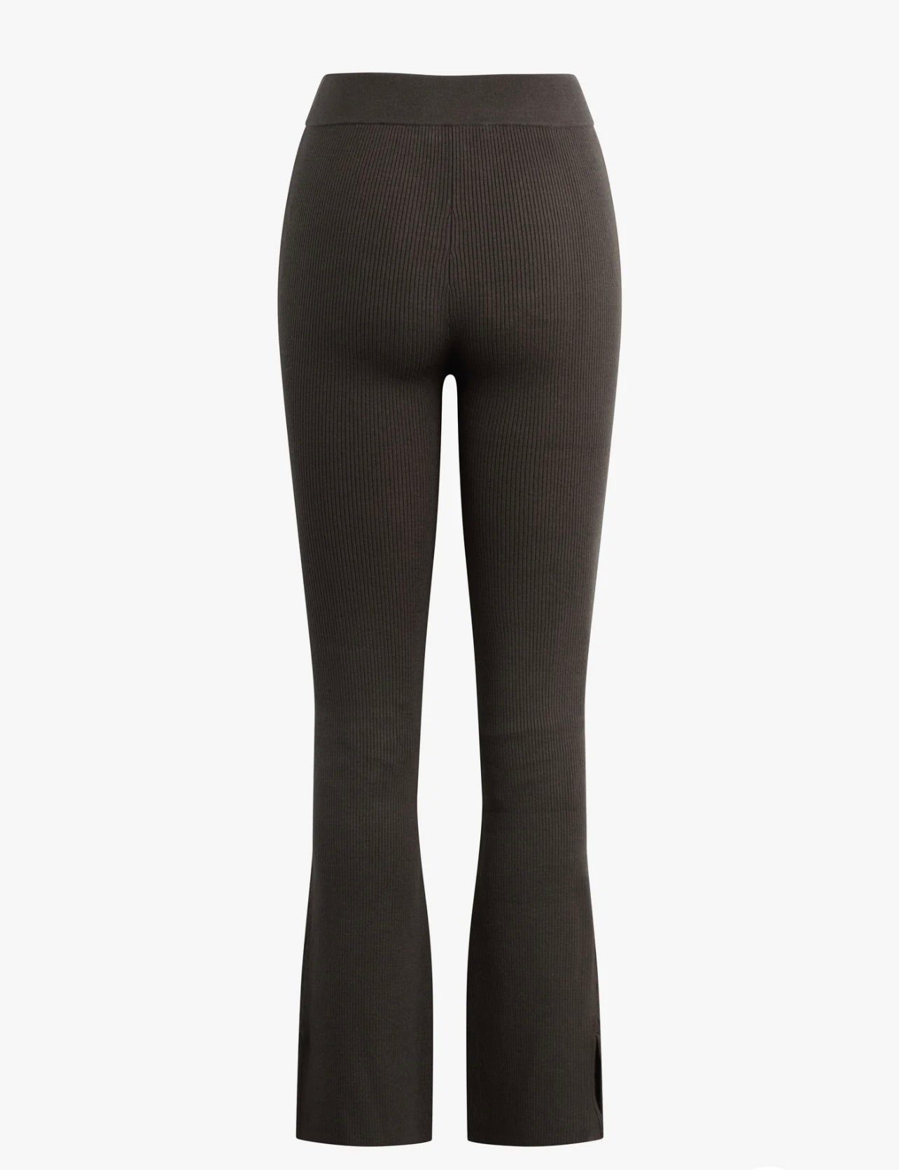 Charcoal High-Rise Rib-Knit Pull-On Pants
