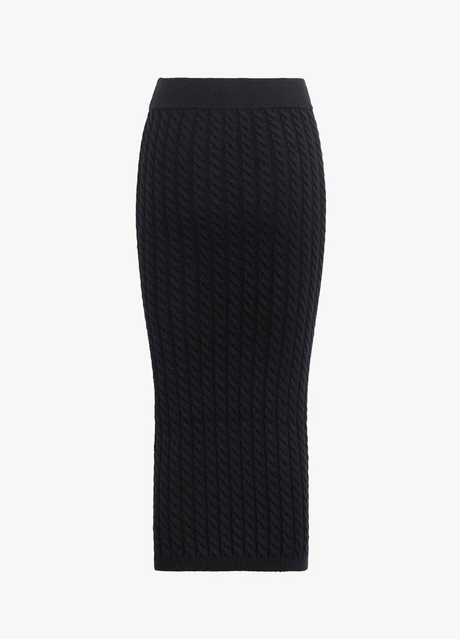 Black High-Rise Knit Midi