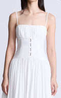 Breathable Cotton Draped Sleeveless Midi Dress