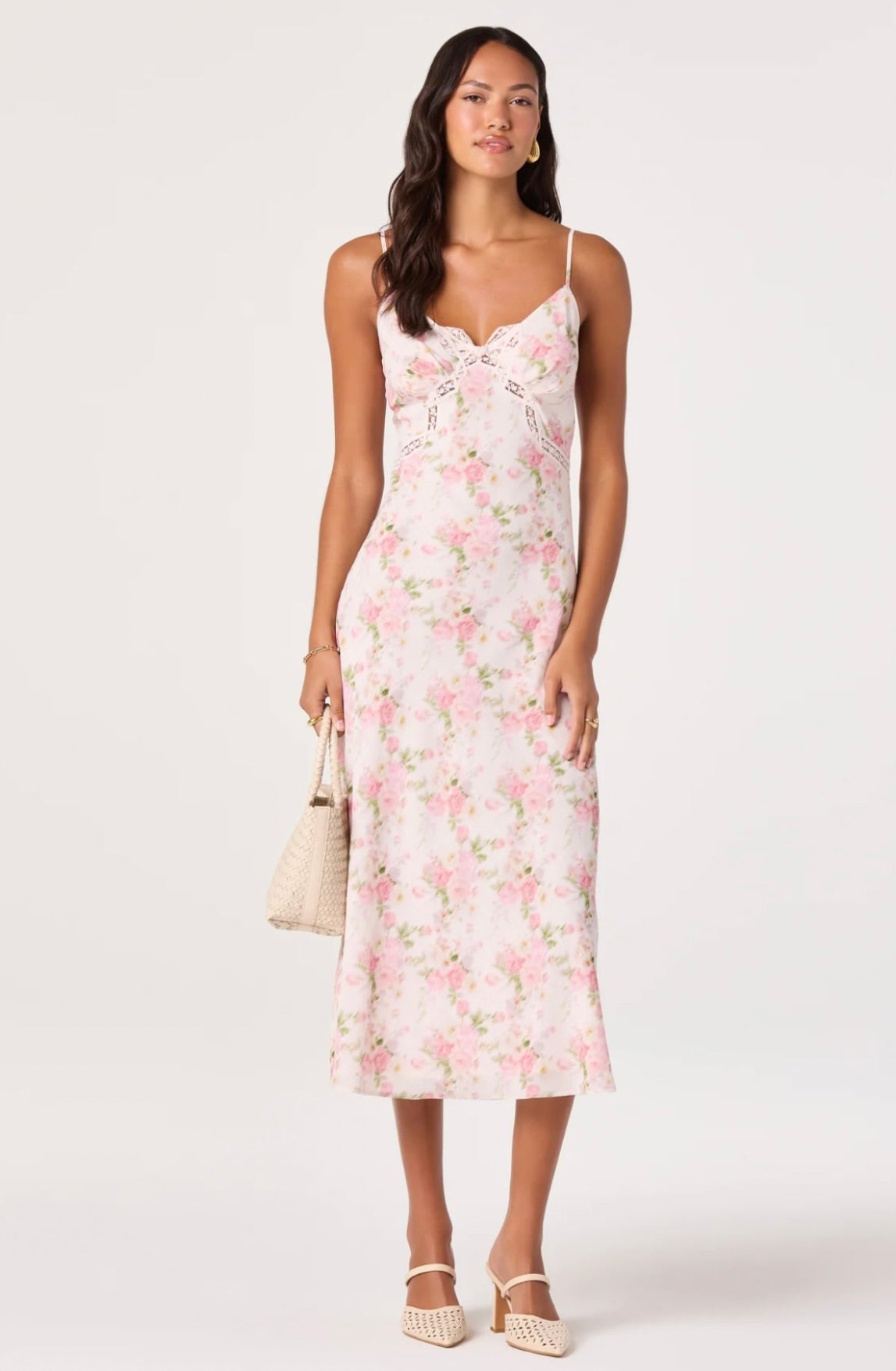 Pink Floral Lace Bow Dress