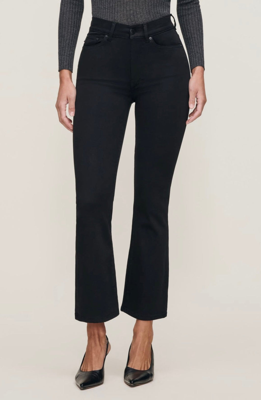 Tonal Stitch High-Rise Straight Denim