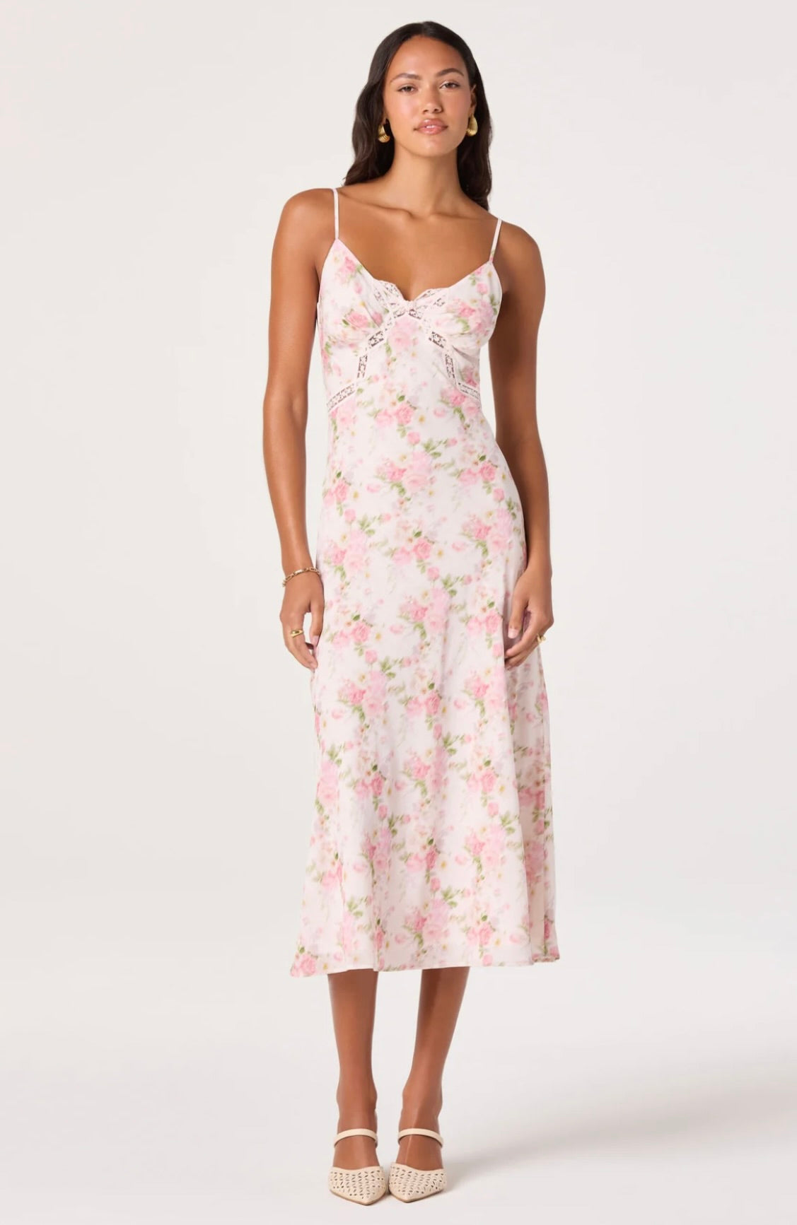 Pink Floral Lace Bow Dress