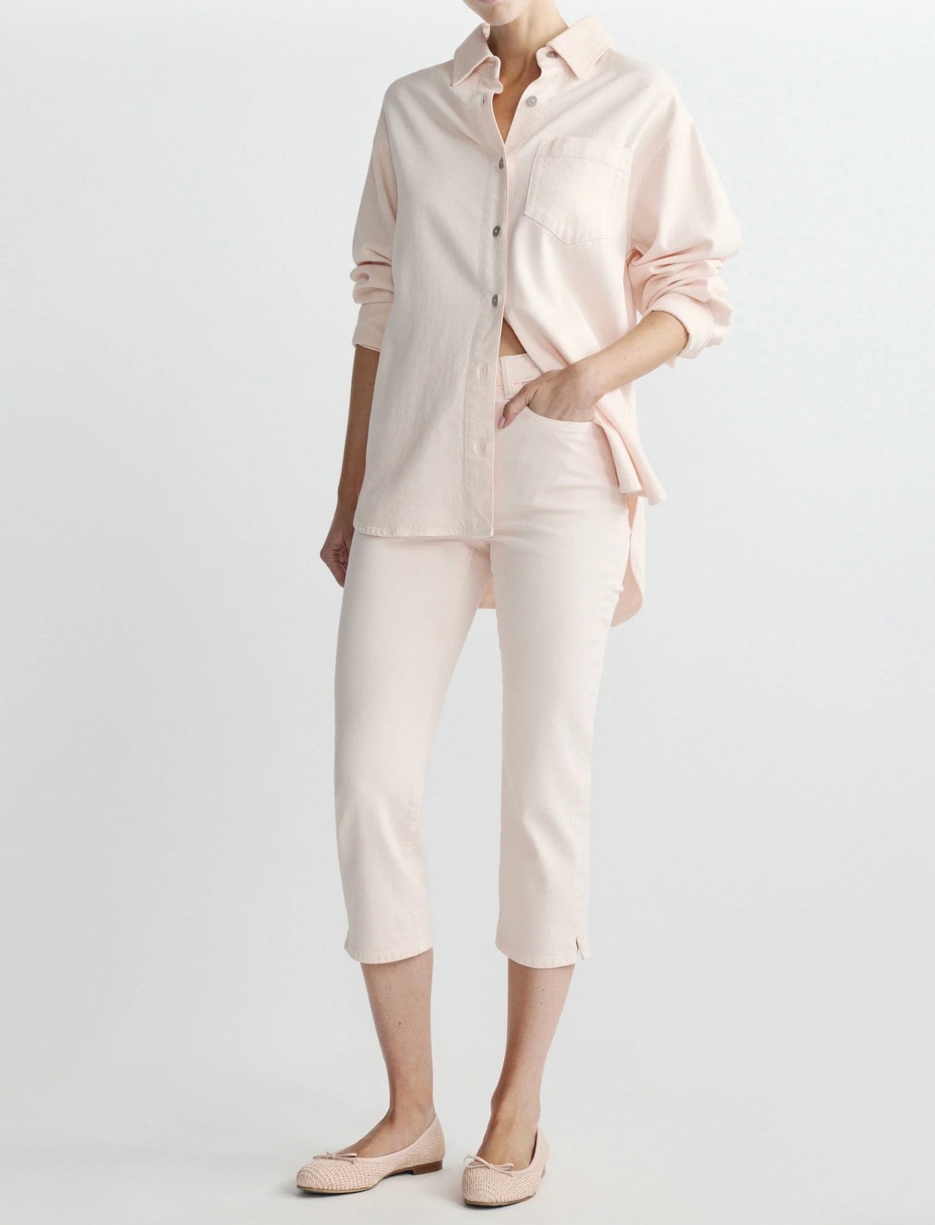 Blush Denim Button-Down Dress
