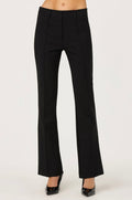 Silky-Feel Slightly Flared Ankle Pants with Faux Pockets