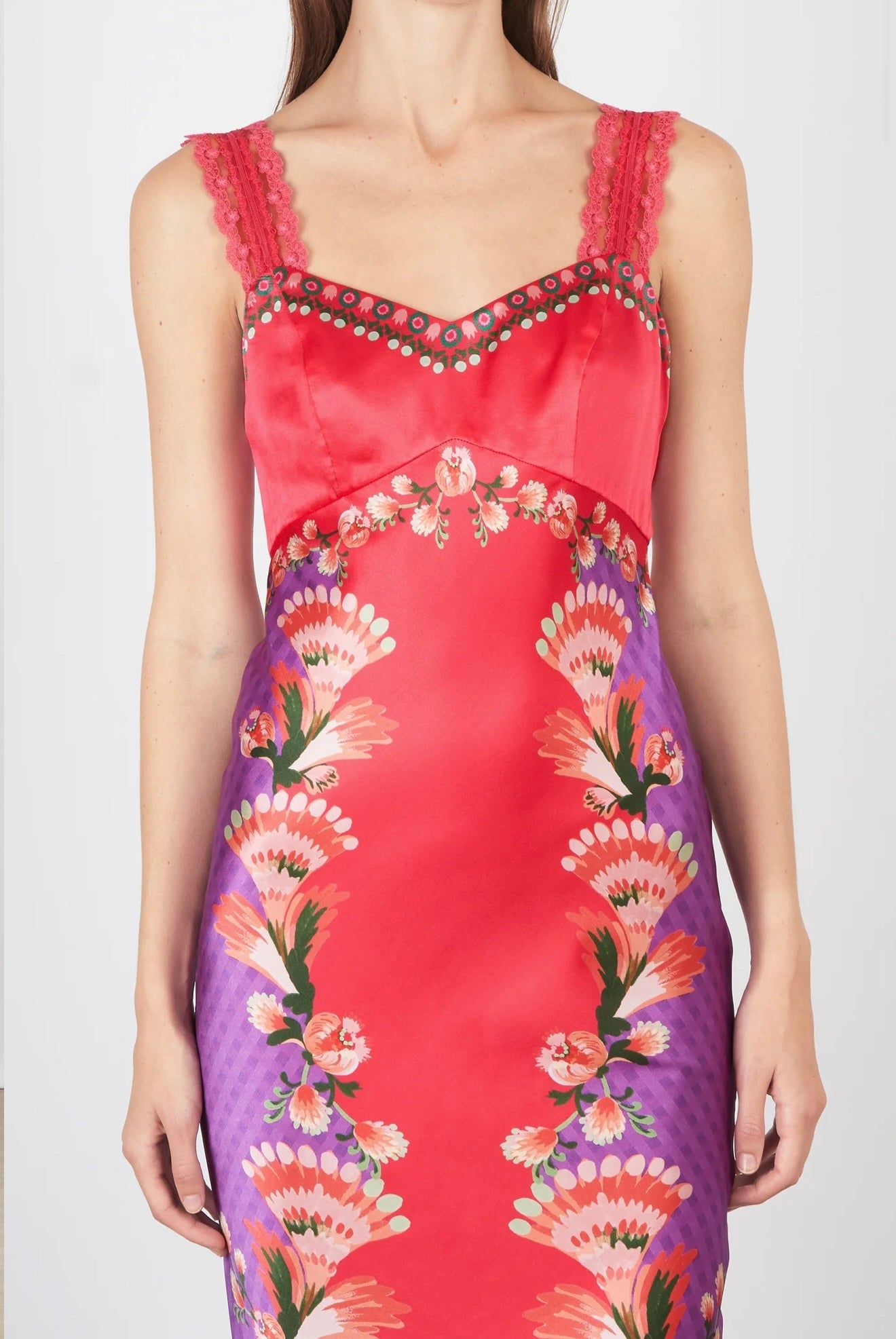 Feather Check Silk Slip