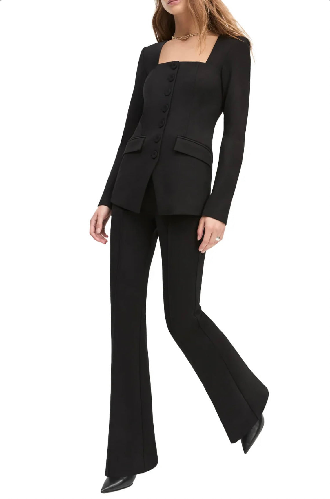 Hook & Zipper Closure High-Rise Leg-Lengthening Trousers