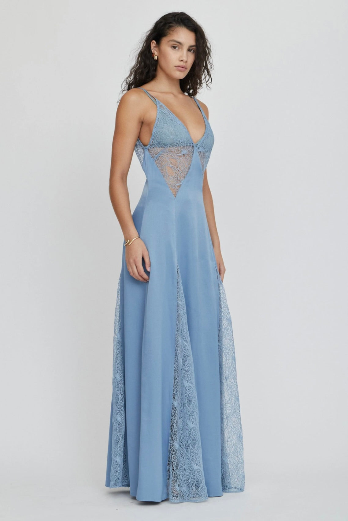 V-Neck Godet Lace