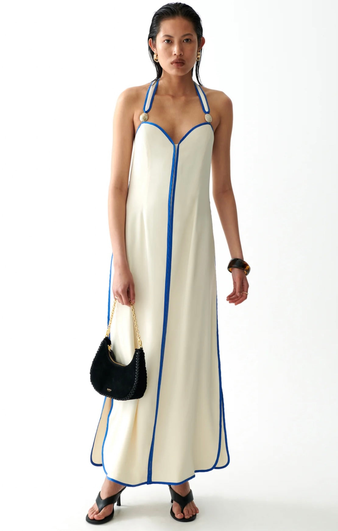 Blue White Halter Bead