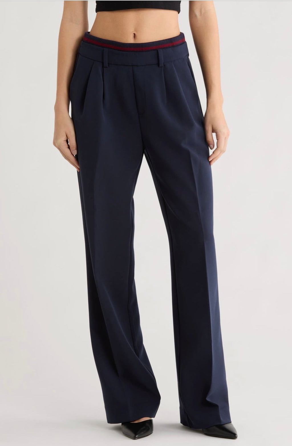 Faux Zip Front Pleat Pull-On Pant