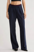 Faux Zip Front Pleat Pull-On Pant