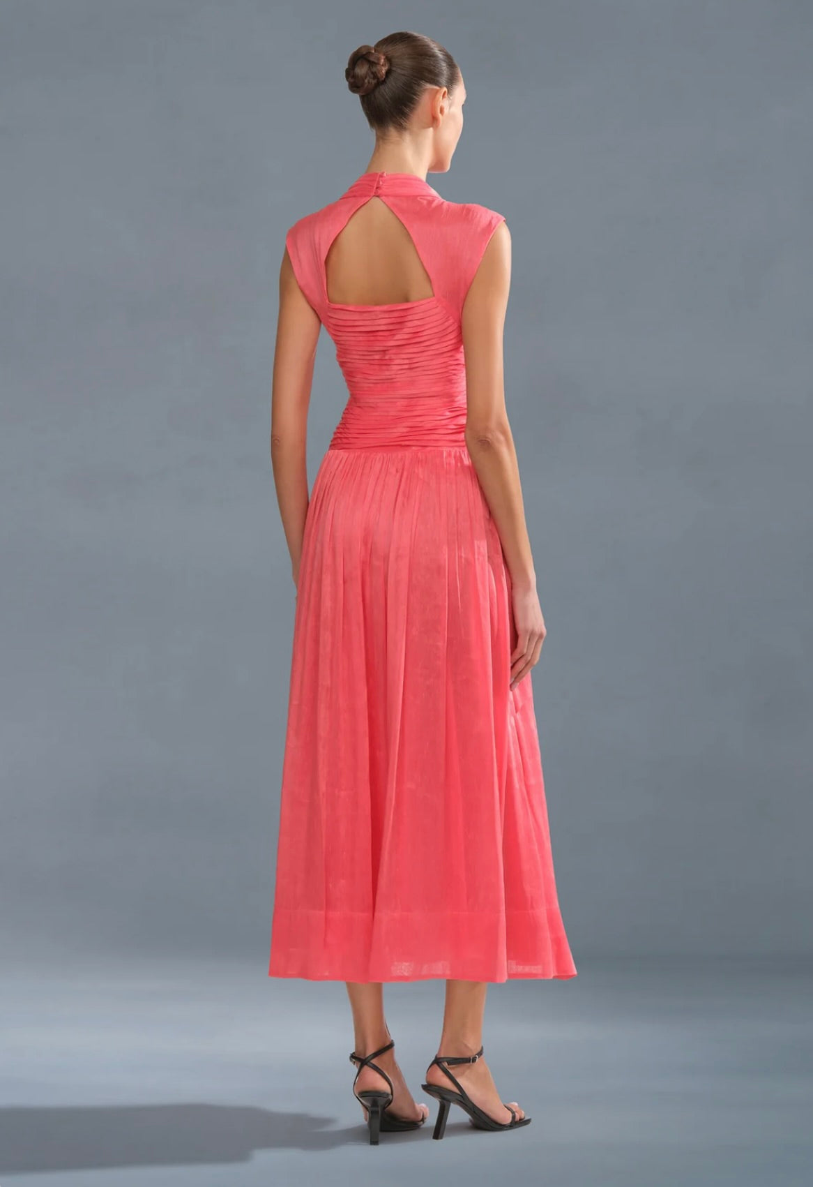 Cap-Sleeve A-Line Open-Back Breathable Midi