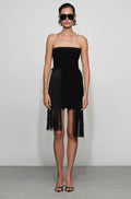 Black Tubular Fringe Knit Mini Dress
