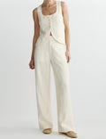 Cream-Hued Natural Fiber Wrinkle-Resistant Day-to-Night Trousers