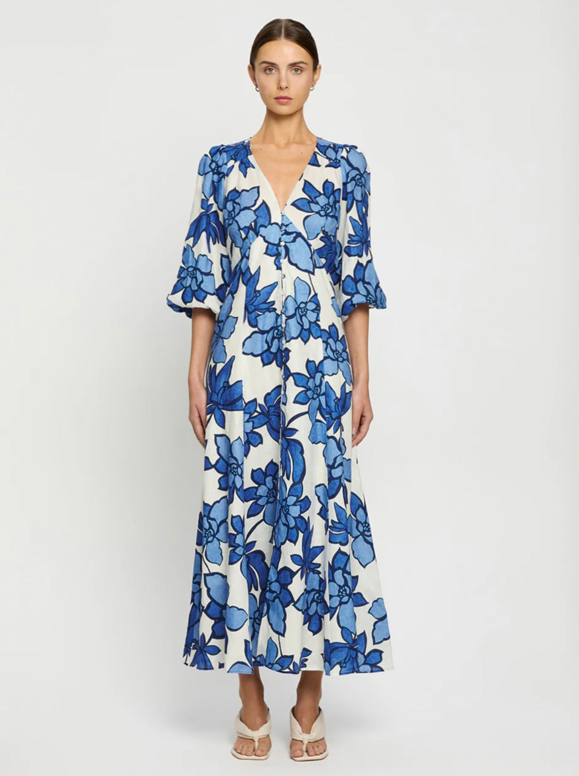 Blue-White Hand-Drawn Linen