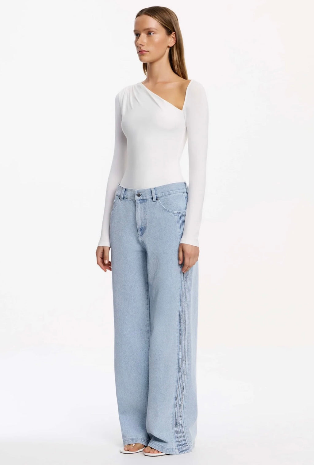 Blue Wash High-Rise Straight-Leg Slouchy Jeans