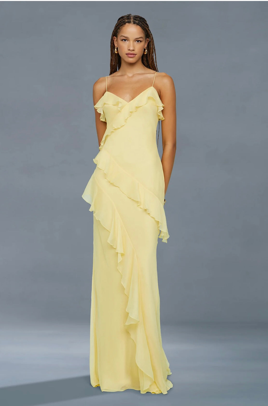 Lotus Bias-Cut Crinkle Chiffon Gown