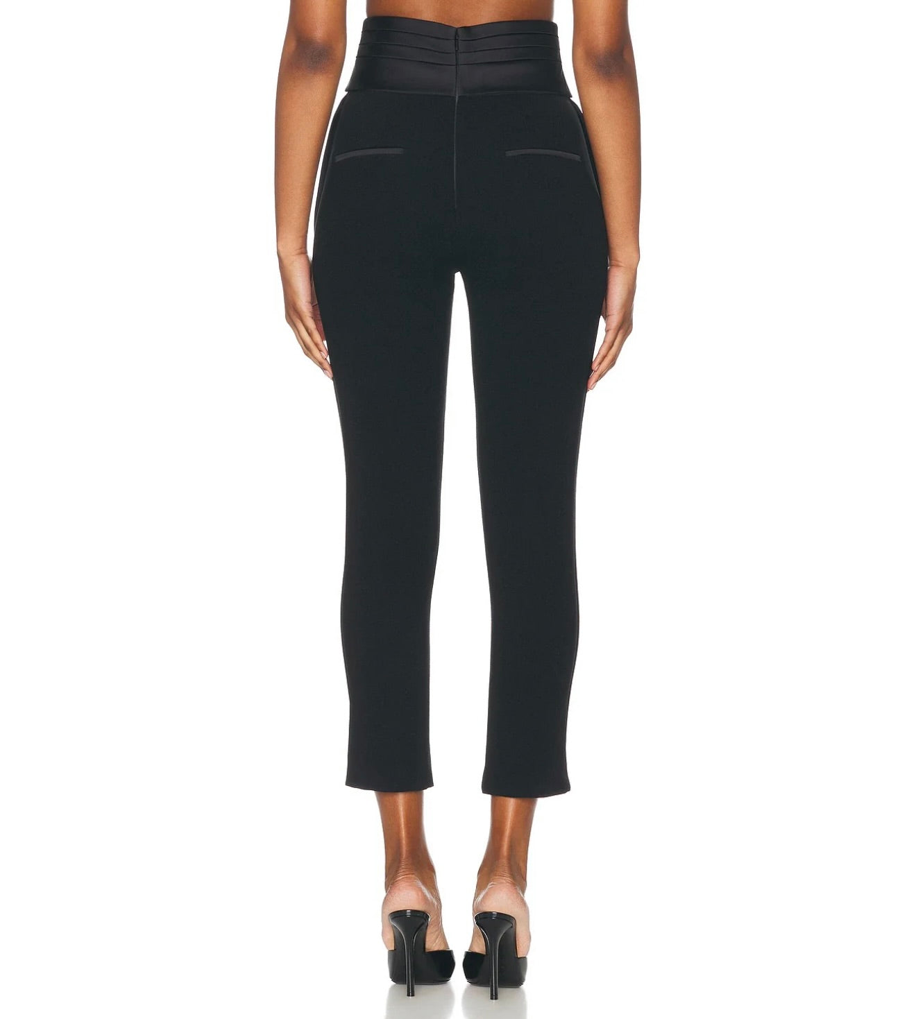 Black High-Rise Tuxedo Pants