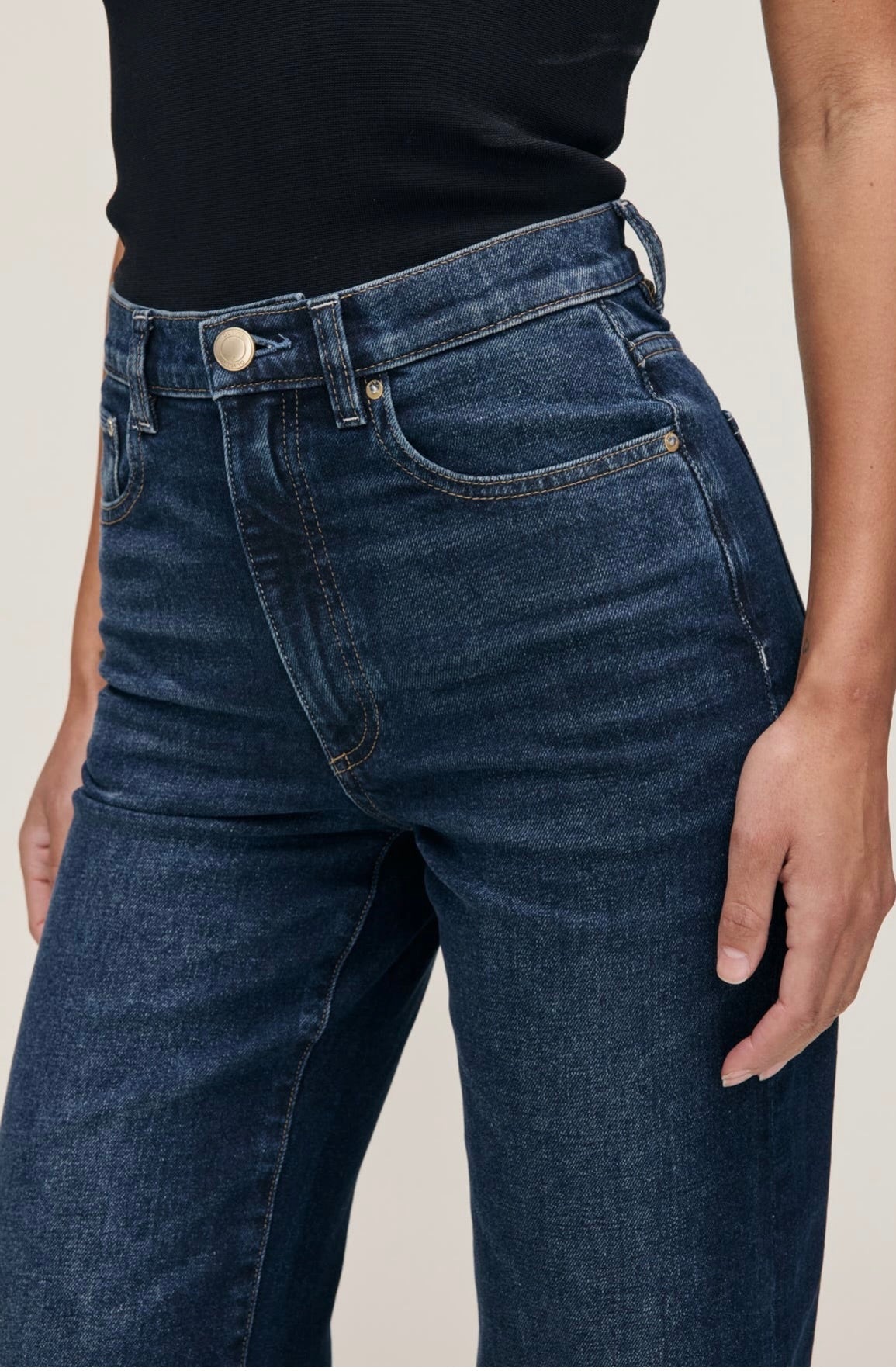Artfully Whiskered Dark Sea Denim with Polished Hardware