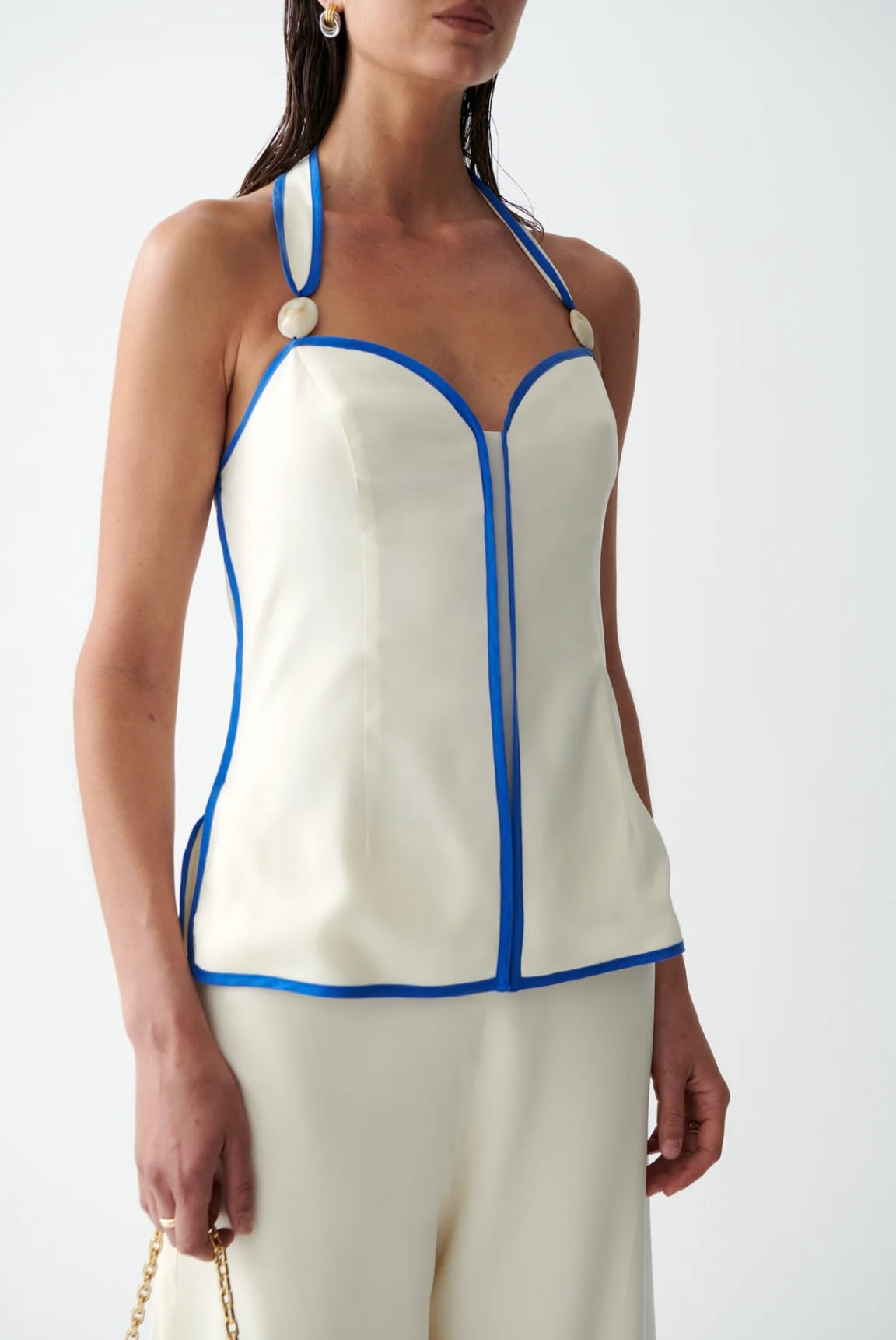 Beaded Adjustable Halter Fitted Top