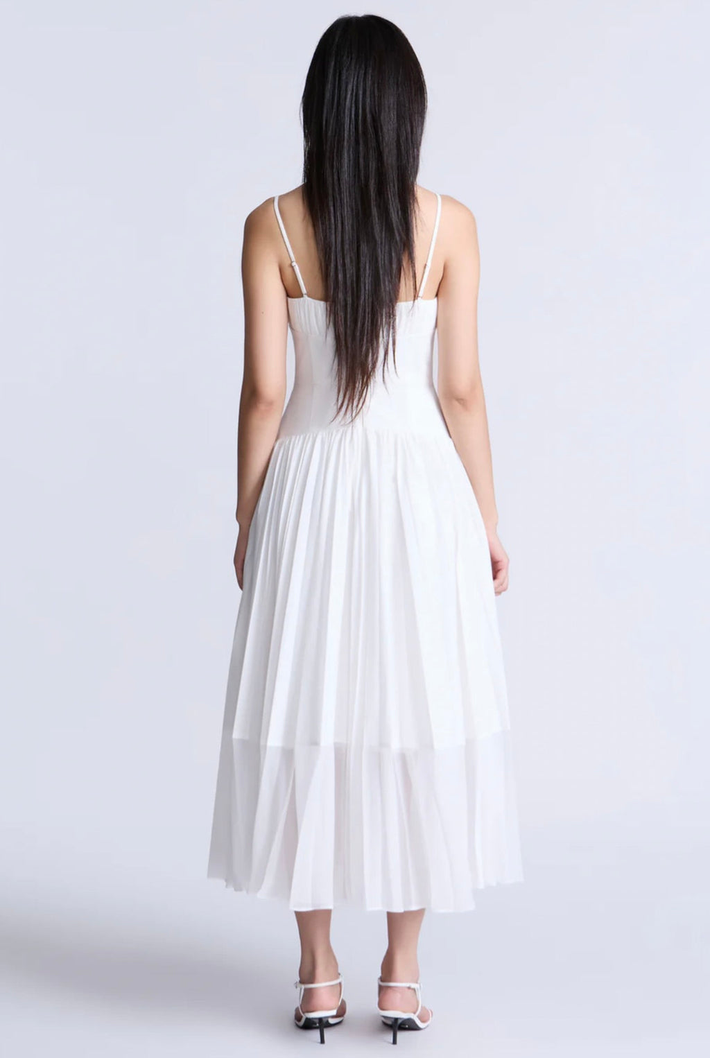 Breathable Cotton Draped Sleeveless Midi Dress