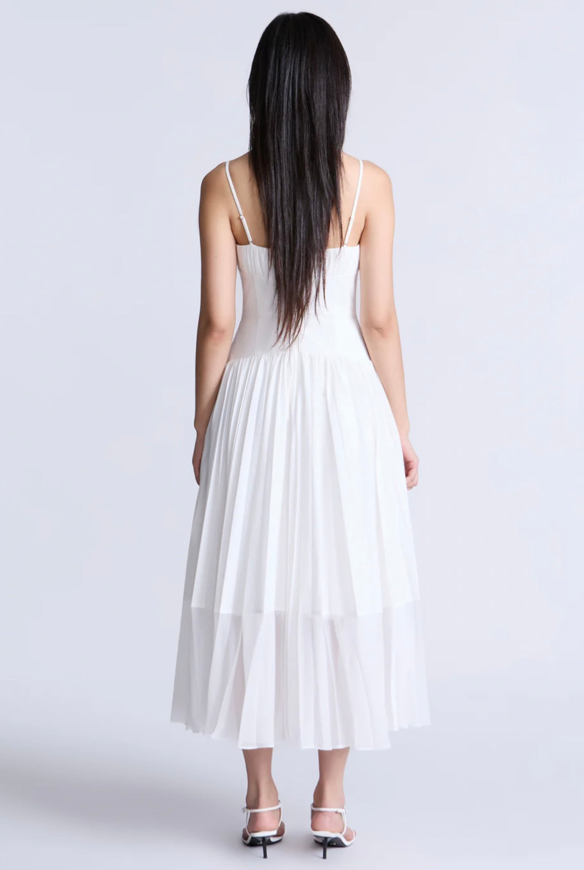 Breathable Cotton Draped Sleeveless Midi Dress