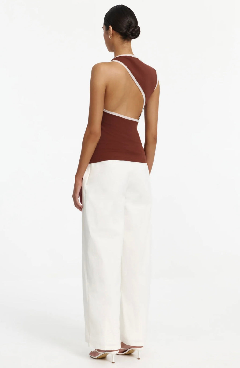 Diagonal Strapping with Contrast Binding Pullover