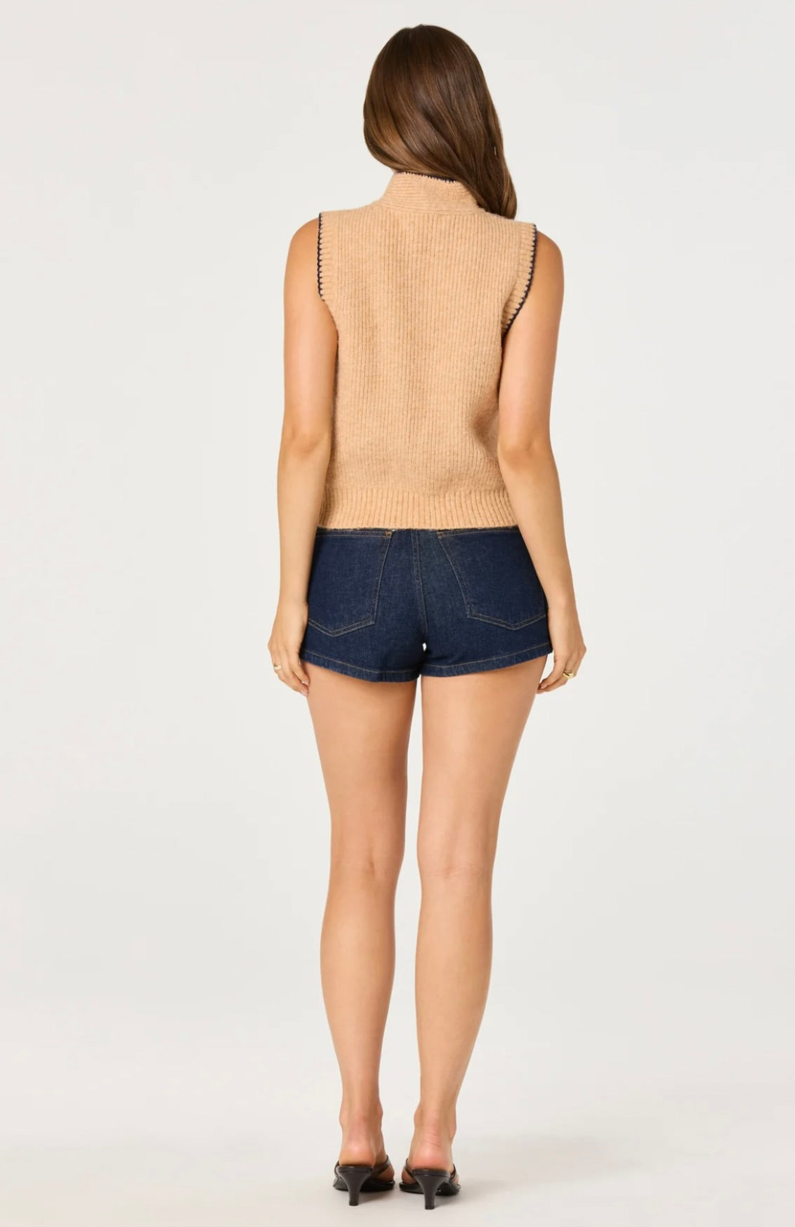 Camel Ribbed Button Vest